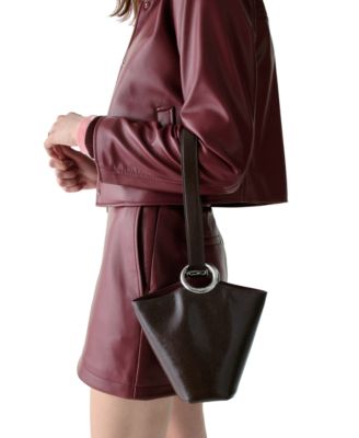 Halo Glazed Leather Mini Bucket Bag