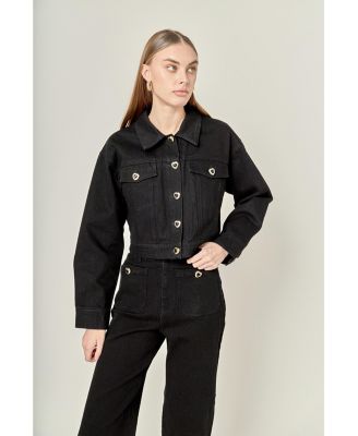 Women's Drop Shoulder Cropped Denim Jacket