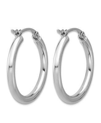 Solid 950 Platinum 2mm Classic Hoop Earrings 18mm -35mm 18x18mm Wide 2mm Thick Hoop Earring