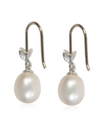 Sterling Pearl Olive Leaf Earrings