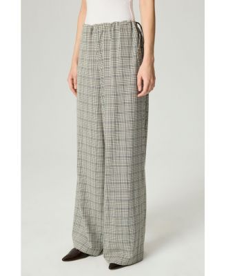 Women's Plaid Wide-Leg Drawstring Pants
