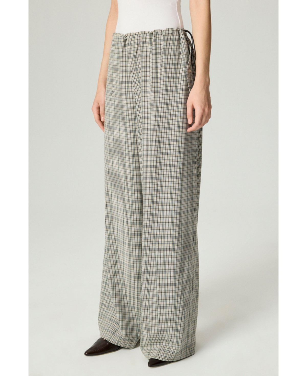 Nocturne Women's Plaid Wide-Leg Drawstring Pants