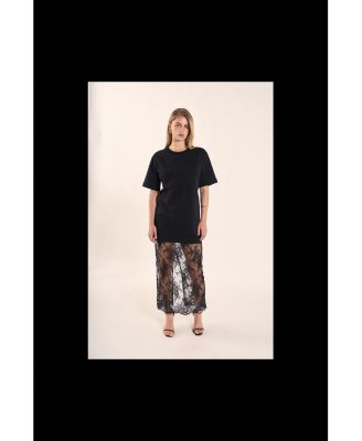 Women's Mixed Media Lace T-Shirt Dress