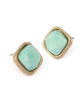 Turquoise Stone Button Earrings