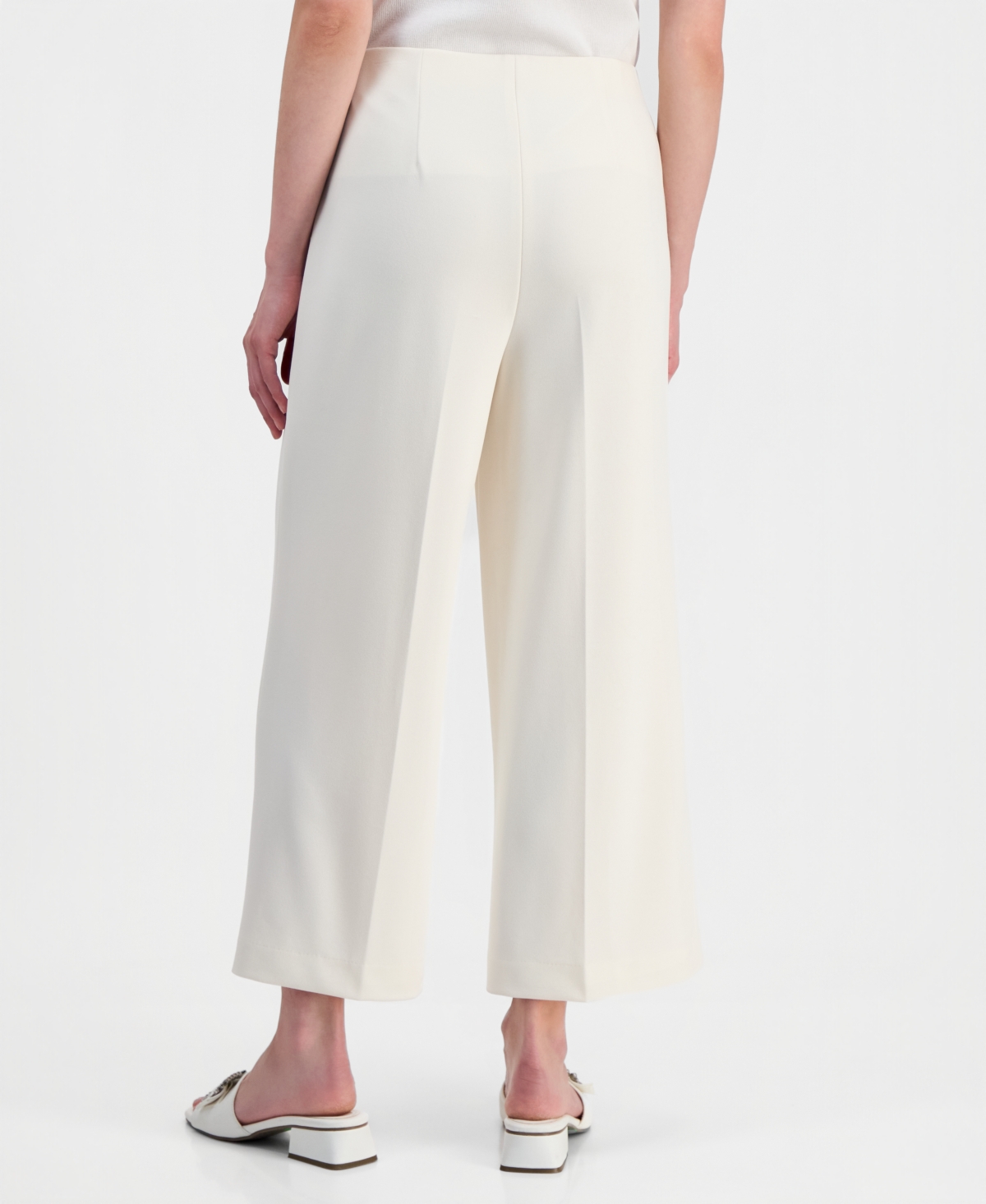 Anne Klein Petite High-Rise Wide-Leg Crop Pants