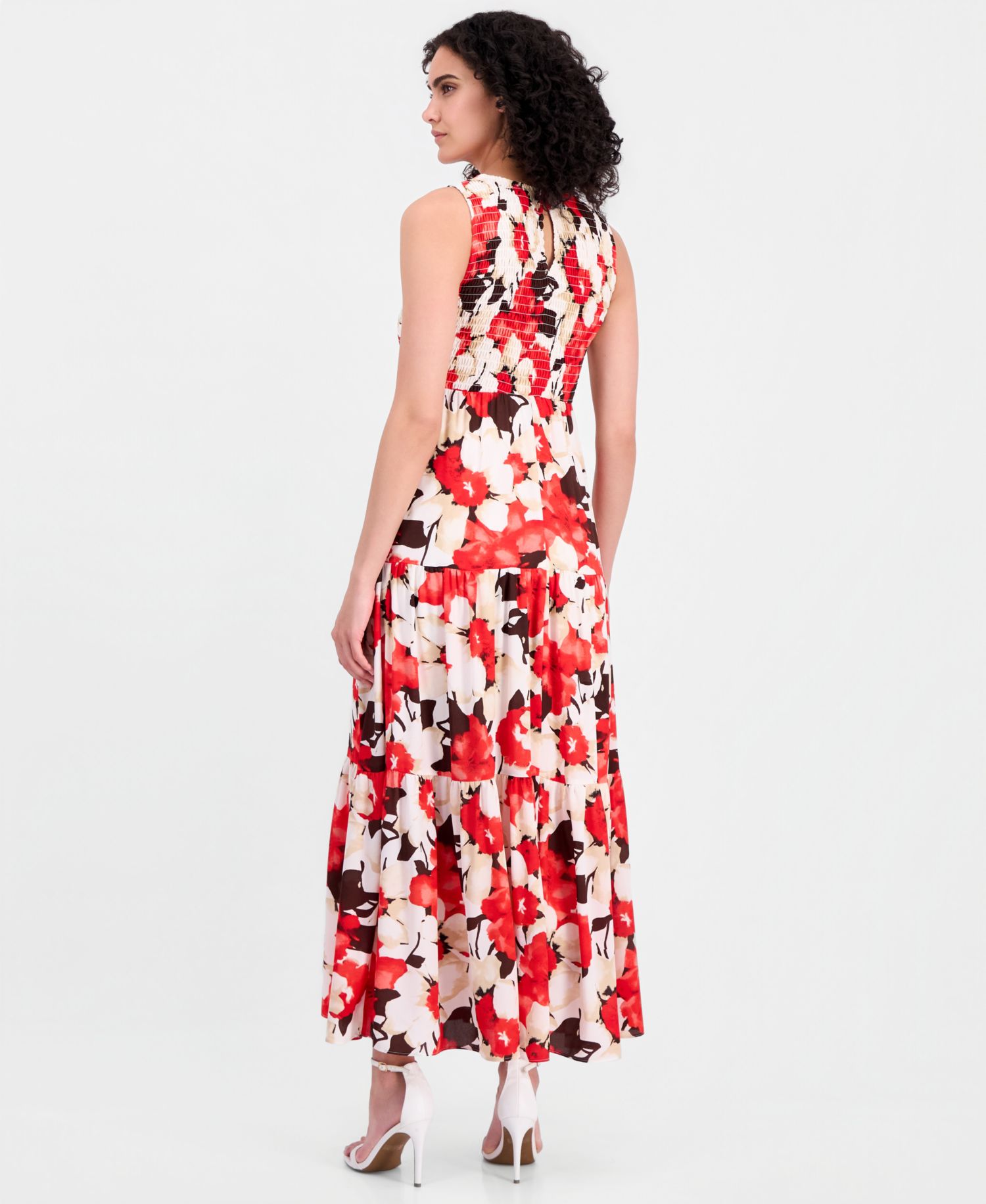 Petite Smocked-Bodice Tiered Maxi Dress