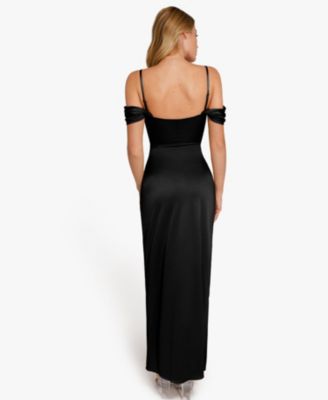 Women's Shapewear Off Shoulder Shine Ruched Sculpting Maxi Dress Wedding