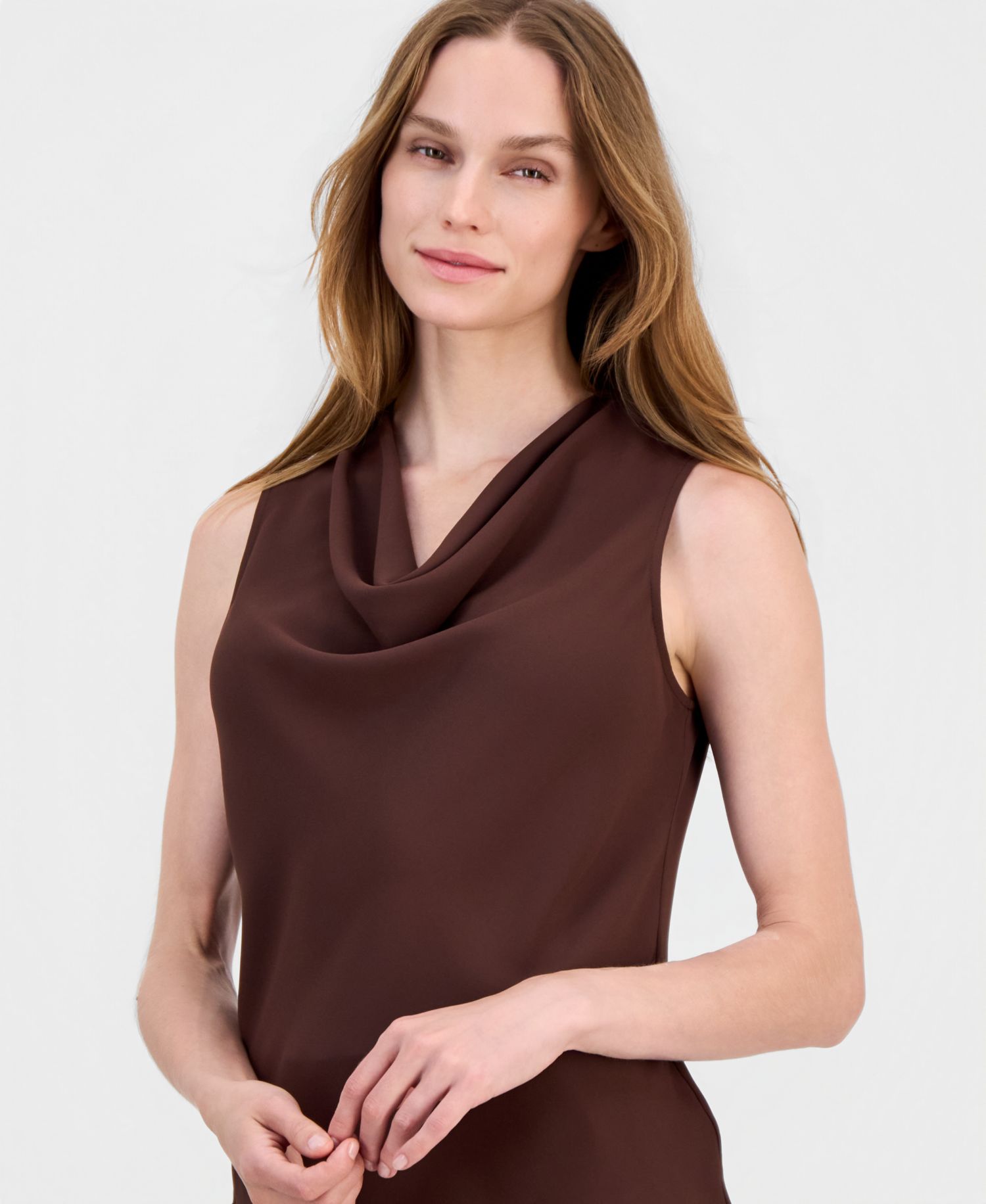 Petite Cowl Neck Sleeveless Blouse