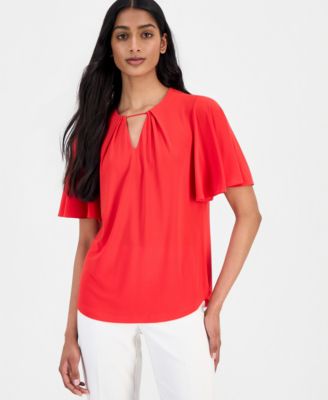 Women's Pleat-Neck Blouse