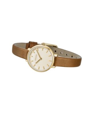 Beverly 1730n Gold and Brown Leather Band Watch, 25mm