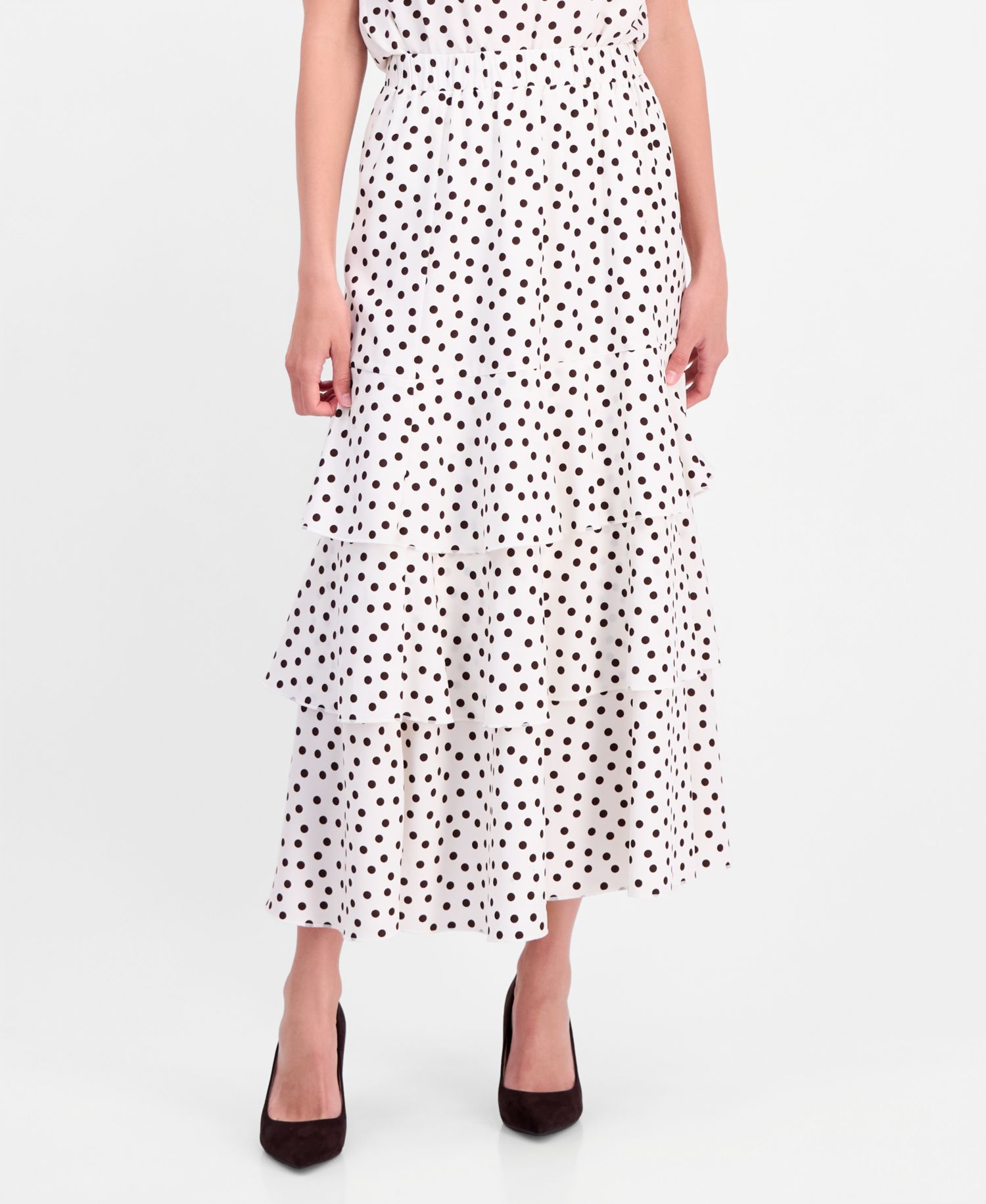 Women's Polka-Dot Pull-On Tiered Skirt