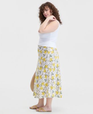 Trendy Plus Size Printed Slip Skirt