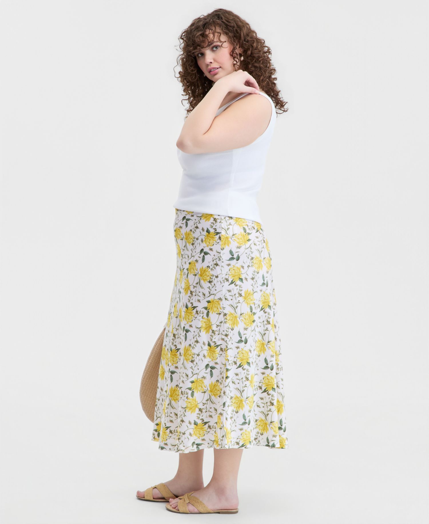 Trendy Plus Size Printed Slip Skirt