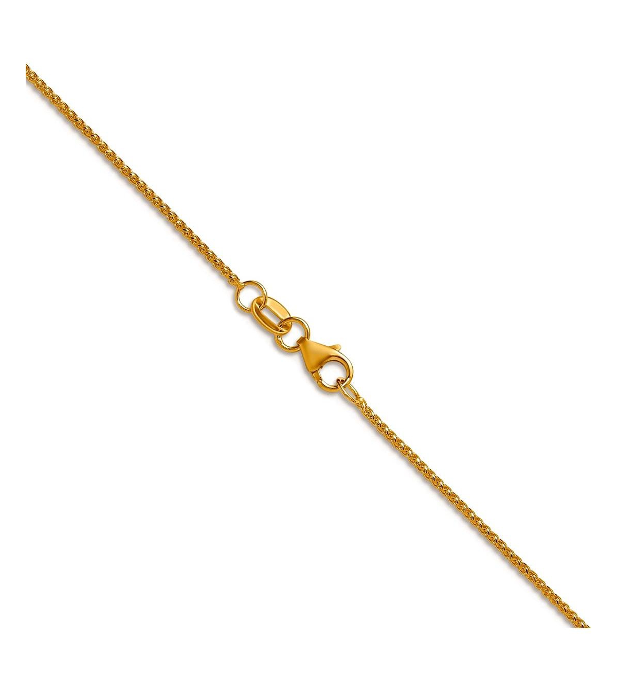 Curata Jewelry Solid 18k Gold Italian 1mm Sparkle-Cut Spiga Chain Necklace