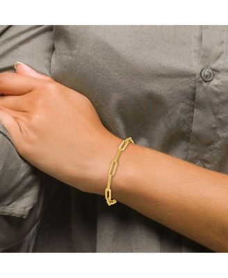 Solid 18k Gold Italian 7.5 Inch 5.3mm Squared Paperclip Link Bracelet