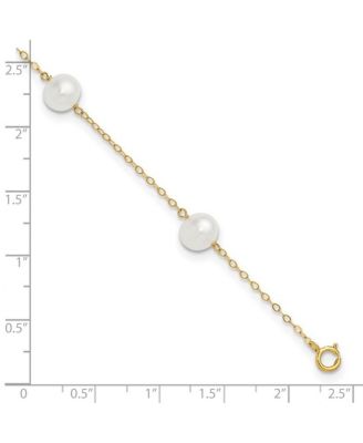 Solid 10k Yellow Gold 7-8mm Freshwater Cultured Pearl 5-station Anklet 10 Inch