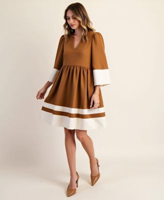 Women's Fit & Flare Contrast Trim Mini Dress