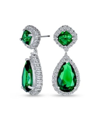 Cocktail CZ Halo 7CT Cubic Zirconia Teardrop Chandelier Earrings