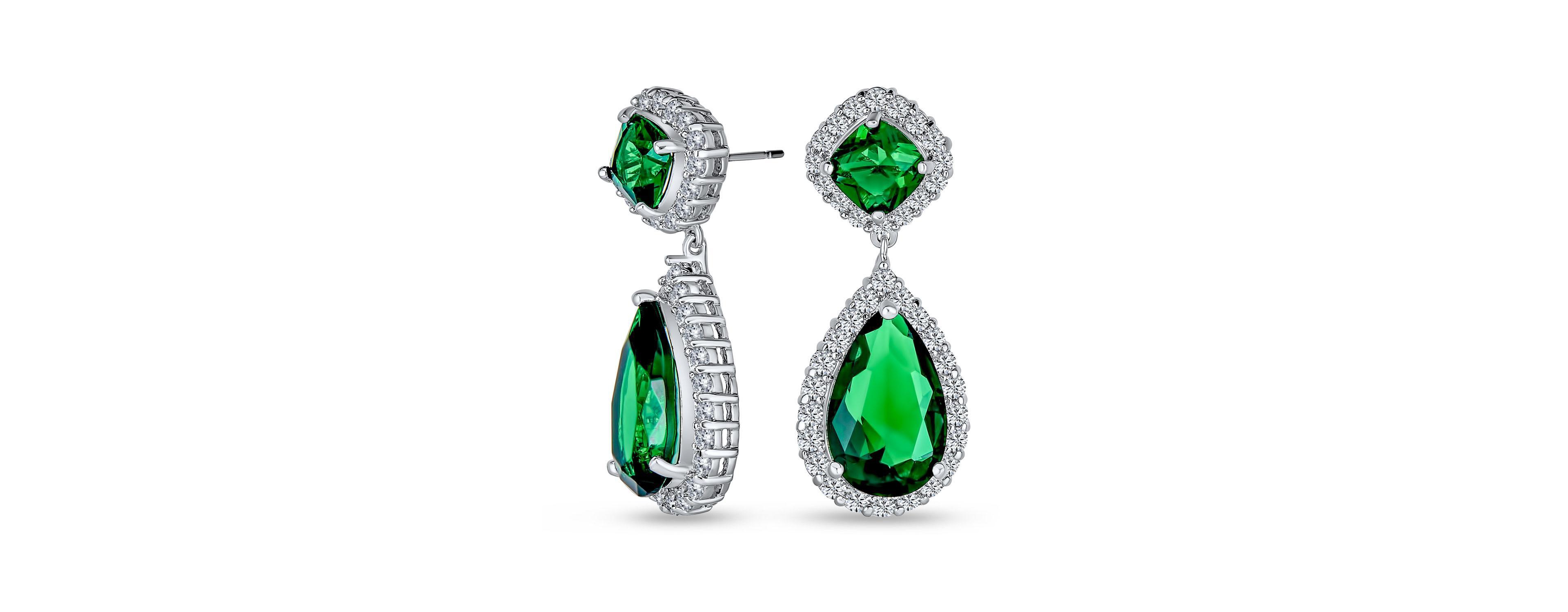 Bling Jewelry Cocktail Cz Halo 7CT Cubic Zirconia Teardrop Chandelier Earrings