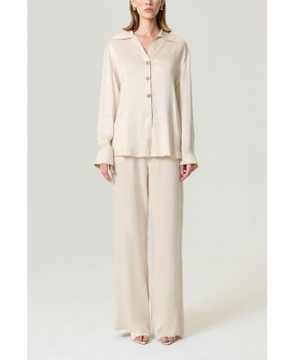 Women's Belted Shirt with Statement Buttons