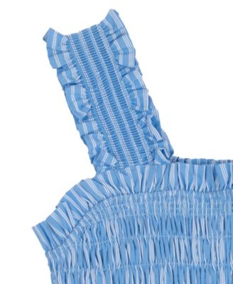 Girls' 7-16 Smocked Top With Ruffled Straps and Skort, 3-Piece Set 