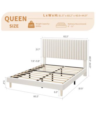 Upholstered Platform Bed Frame with Headboard,Strong Wooden Slats Support