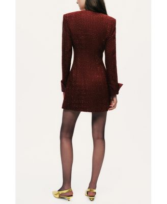 Women's Gold-Button Boucle Mini Dress