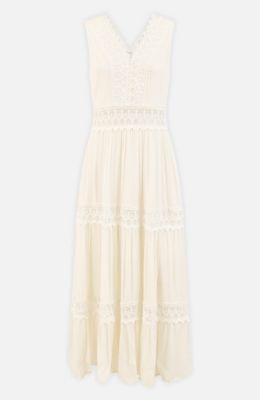 Women's Lace Trim Cotton Maxi Sun Dress