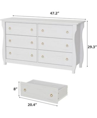 6-Drawer Dresser - Tall Boho Dresser with Curved Legs, Rattan Accents, and Freestanding Storage for Living Room, Bedroom, Entryway, or Balcony