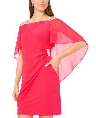 Petite Ruched Cape Dress