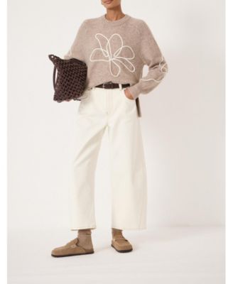 Women's Wool Blend Flower Motif Jumper