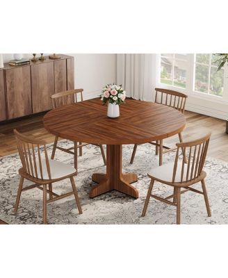 47 Inch Round Dining Table for 4-6 People,with Wooden Tabletop and Legs
