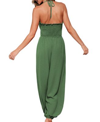 Women's V-Neck Zipper Closure Unlined Jumpsuit