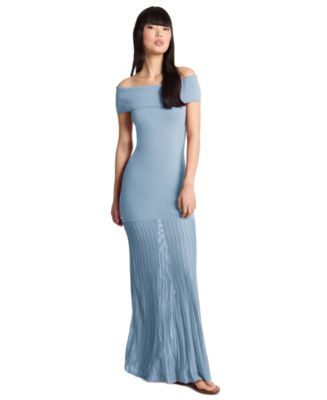 michael kors bridesmaid dresses Michael Kors Pleated Stretch Knit Off-The-Shoulder Maxi Dress