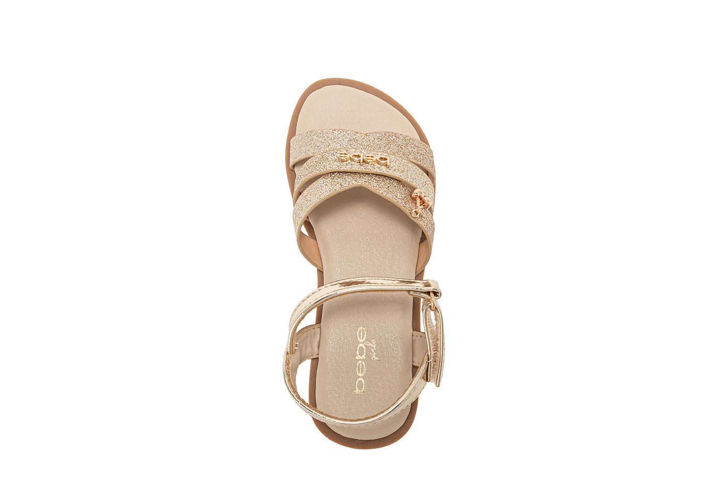 Сандалии Bebe Fashion Sandals - Stylish Dressy Shoes with Cherry Charm and Signature Logo Hardware для девочек, цвет: Светлый золотой — фото 7
