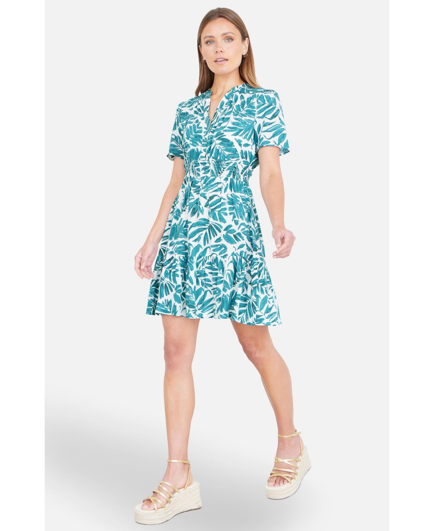 Women's Leaf Print Mini Dress