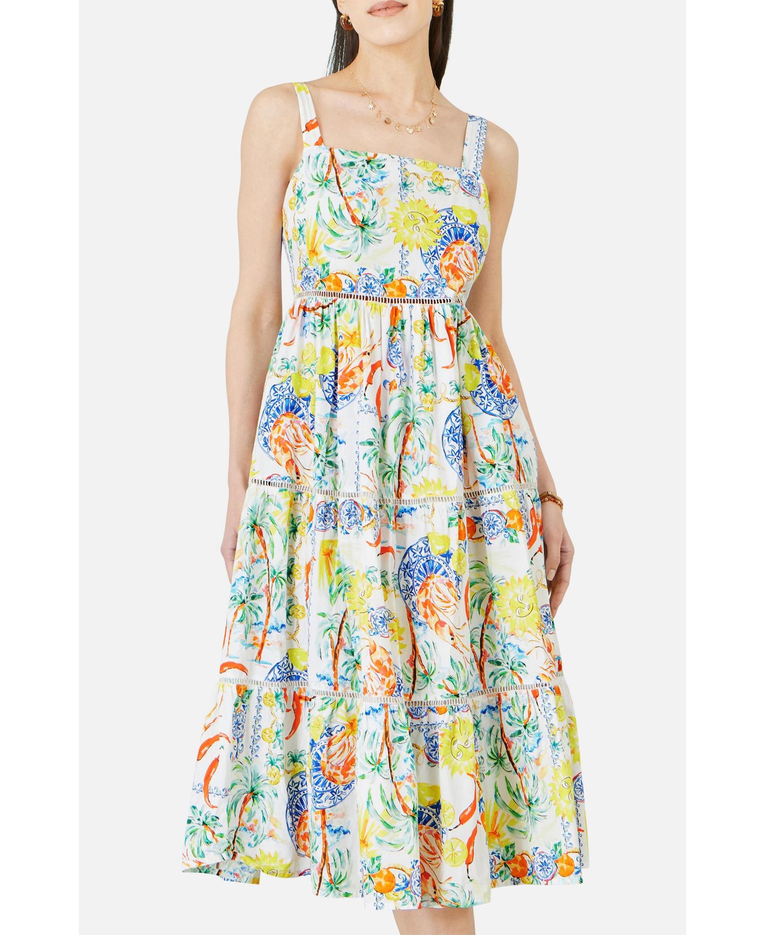 Women's Print Cotton Midi Sun Dress