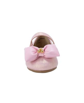 Big Girls Ballet Flat with Puffy Bow and Cherry Charm