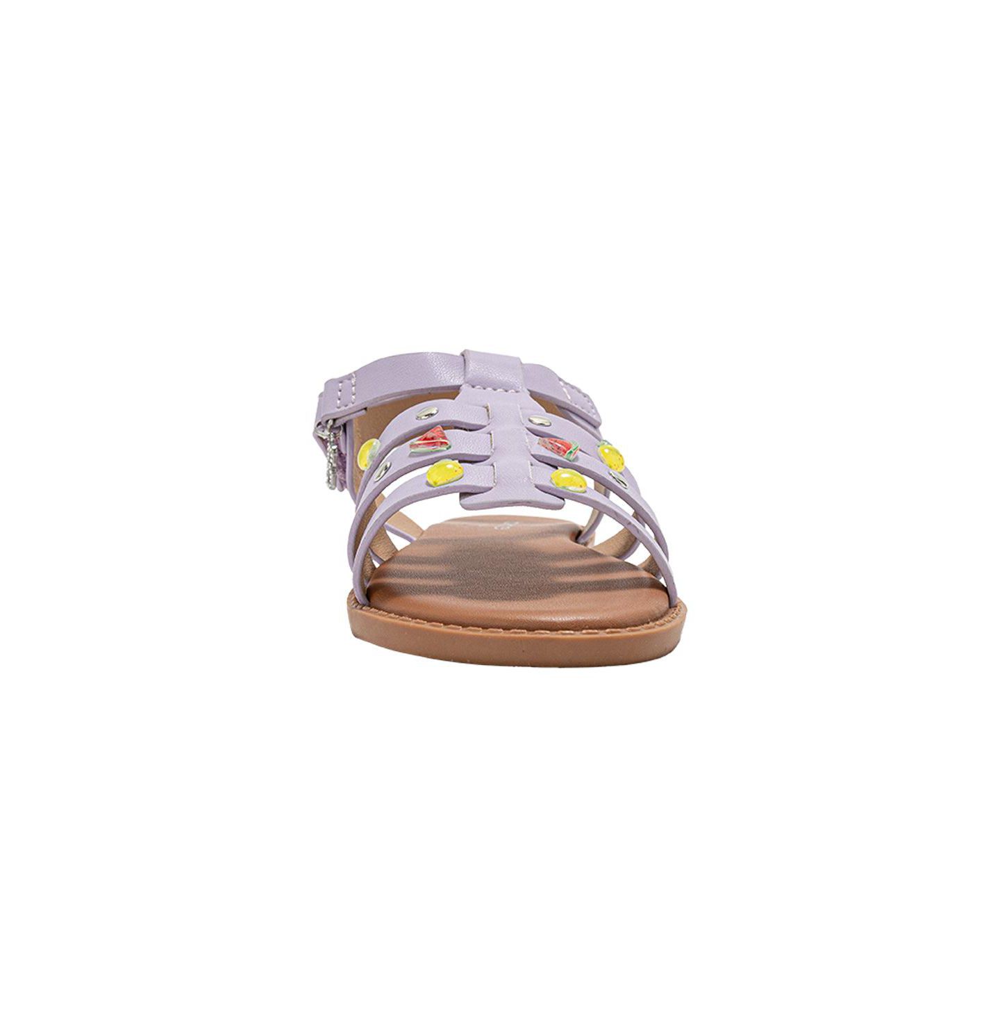 Сандалии Bebe Fashion Sandals – Comfy Dressy Shoes with Fruit Accents, Studs, and Hanging b Charm для девочек, цвет: Лавандовый — фото 5