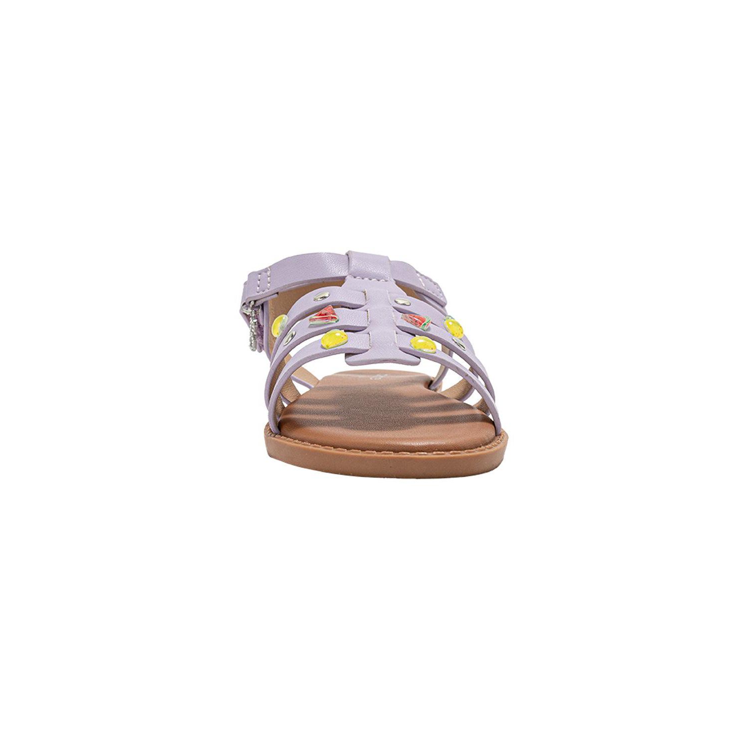 Girls Girl's Fashion Sandals – Comfy Dressy Shoes with Fruit Accents, Studs, and Hanging b Charm