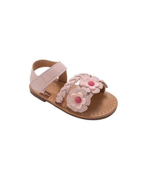 Сандалии Bebe Fashion Sandals – Dressy Shoes with Braided Detail and Flower Applique для девочек, цвет: Пудровый