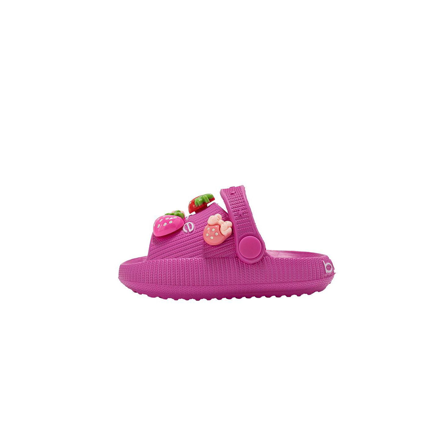 Детские лёгкие шлёпанцы Bebe из EVA на платформе с клубничными подвесками, для девочки, цвет: Фуксия — фото 3