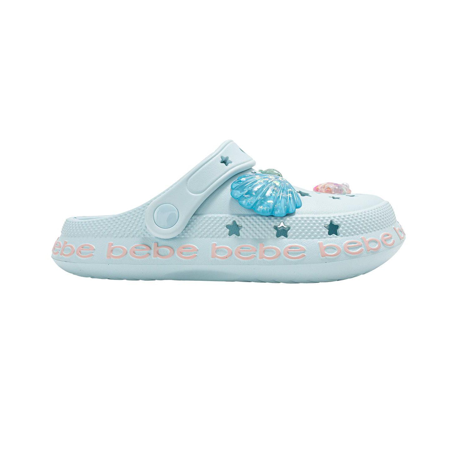 Сабо Bebe Comfort EVA Clogs - Slip - On Comfy Shoes with Sea Life Charms для девочек, цвет: Пастельный синий — фото 2