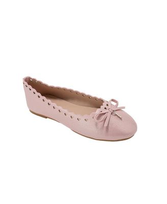 Little Girls Girl's  Ballet Flats – Comfy Easy Slip-On Shoes with Cut-Out Detail, Bow & Hanging Charm