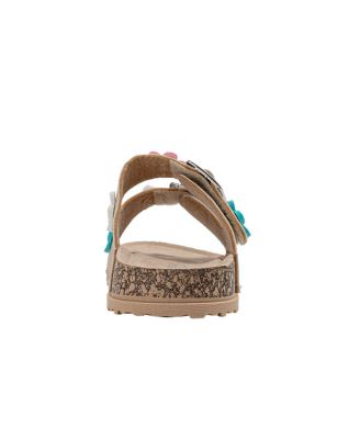 Big Girls Footbed Sandals - Lightweight and comfy, with Adjustable Buckles and Colorful Floral Charm Accents