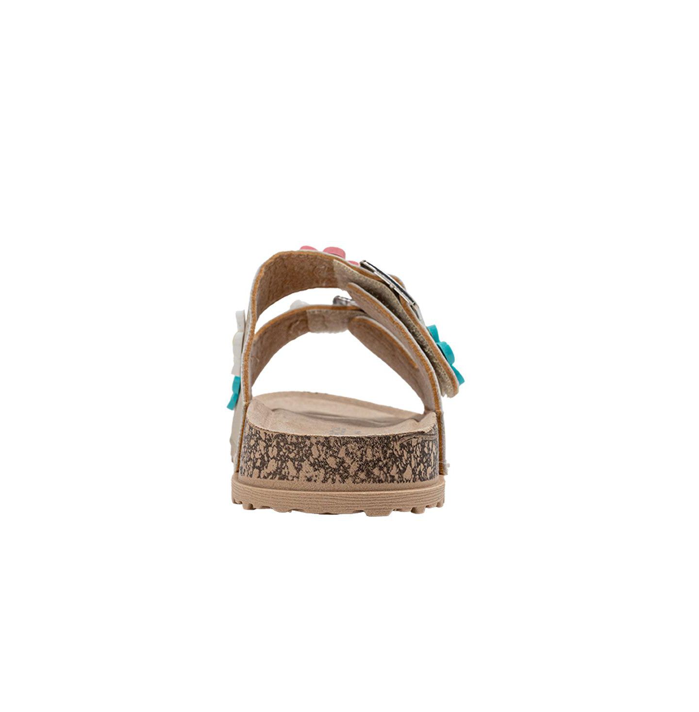 Сандалии Bebe Footbed Sandals - Lightweight and comfy, with Adjustable Buckles and Colorful Floral Charm Accents для девочек, цвет: Рыжевато-коричневый — фото 3