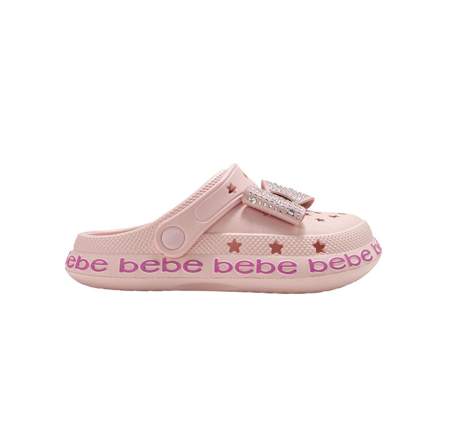 Little Girls EVE Lightweight Clogs - Slip - On with Rhinestone Covered Bow