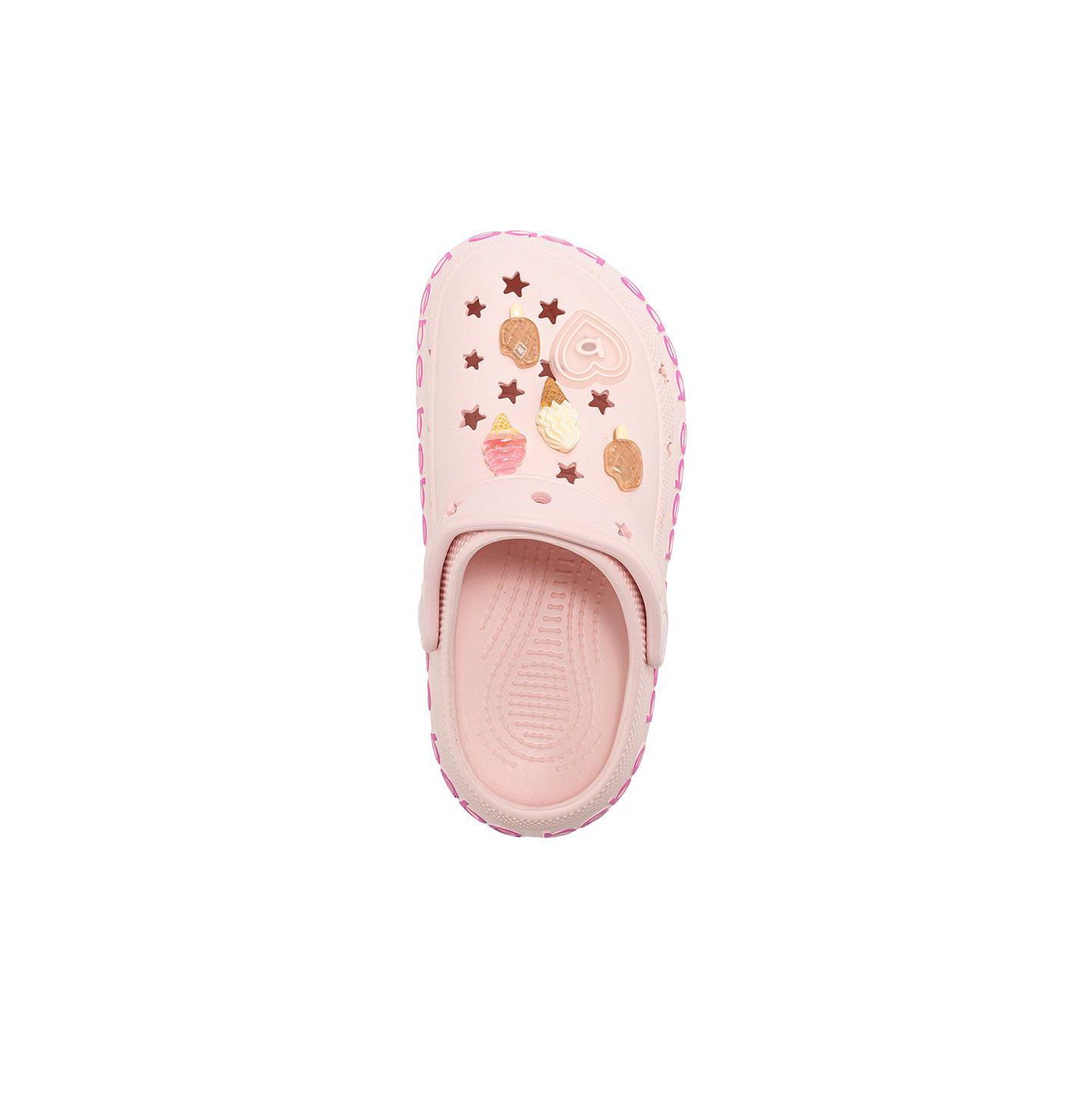 Сабо Bebe EVA Slip - On with Treat and Logo Charms Clogs для девочек, цвет: Пудровый — фото 6