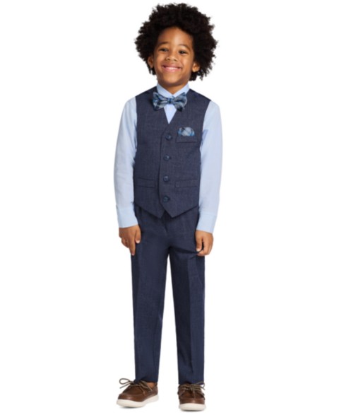 Nautica Boys' 2T-7 Long-Sleeve Shirt, Vest, Pants & Bowtie, 4-Piece Set