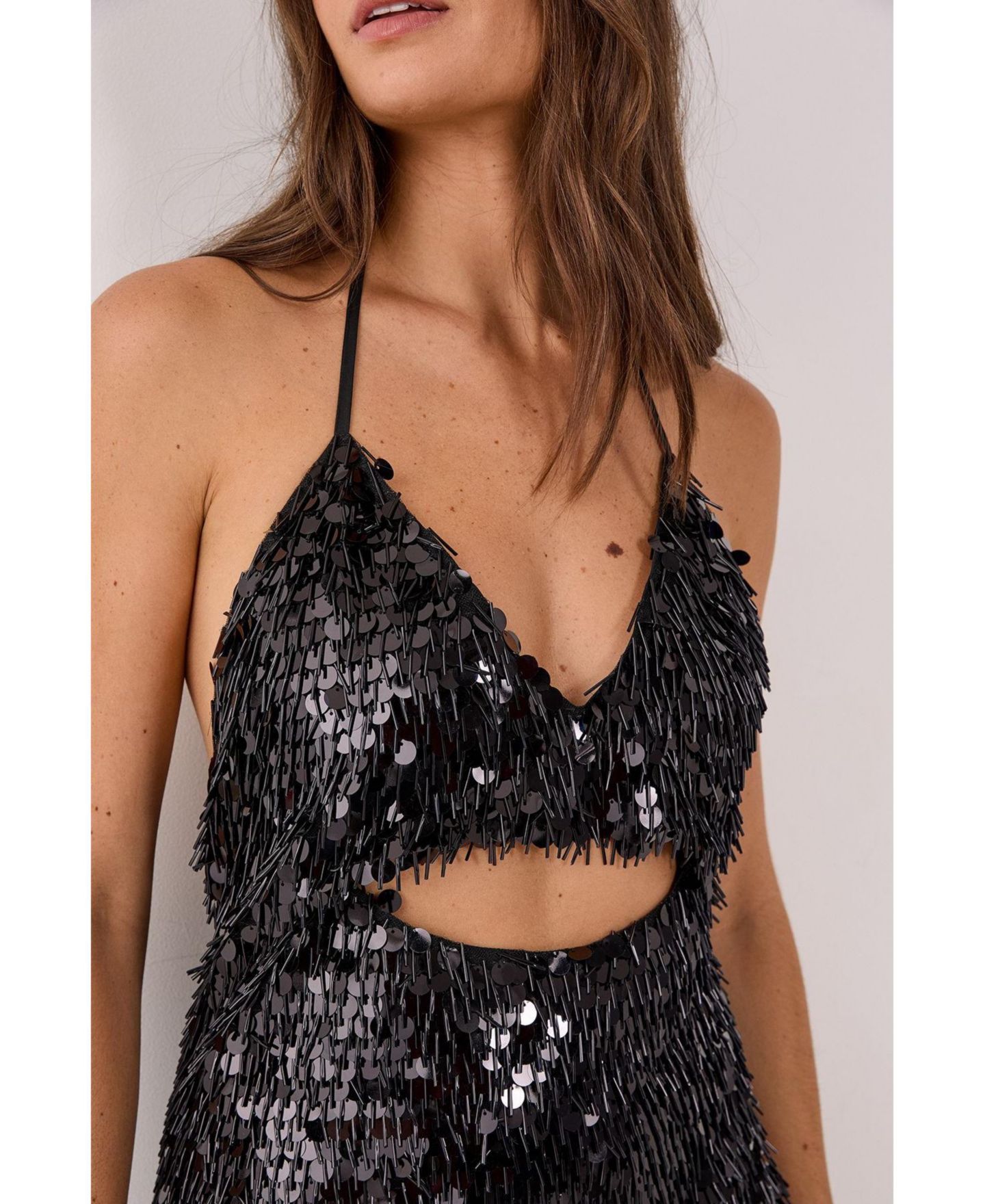 Женское платье Nasty Gal Disc Tassel Halter Mini, цвет: Чёрный — фото 4